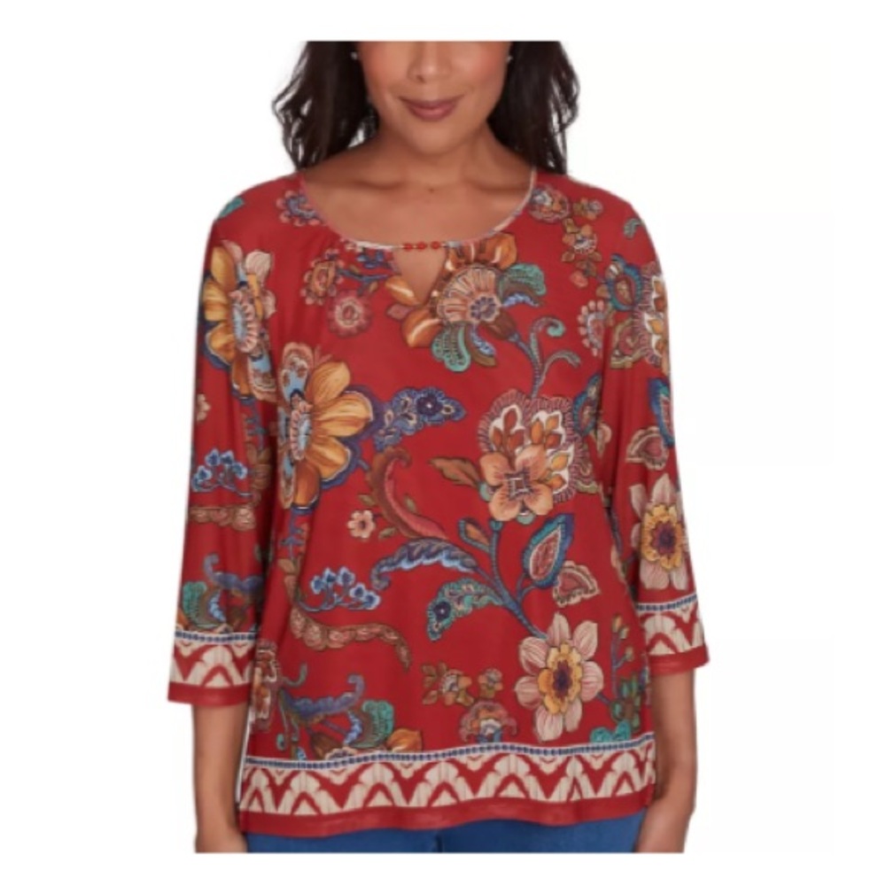 Alfred Dunner Petite Harvest moon three quarter sleeve blouse